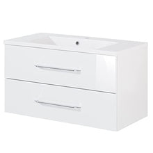 FACKELMANN B.Clever - Set di mobili da bagno, 3 pezzi, 120 cm, con lavabo in marmo e specchio da bagno