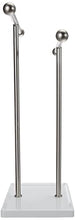 Amazon Basics - Supporto doppio per asciugamani e accessori, a T, nickel e bianco - 1005573-670-A60