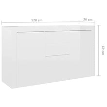 vidaXL Credenza Bianco Lucido 120x36x69 cm in Truciolato