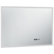 LED-Badspiegel mit Touch-Sensor und Zeitanzeige 100×60 cm
