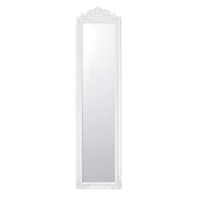 [en.casa] Specchio da Appoggio/Terra/Pavimento a Figura Intera Forma Rettangolare con Inclinazione Regolabile 160 x 40 cm Cornice in Eucalipto Stile Barocco - Bianco