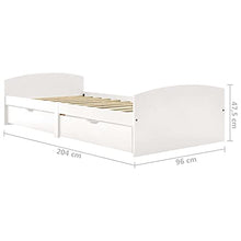 vidaXL Giroletto con 2 Cassetti Bianco in Pino Massello 90x200 cm