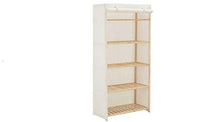 Zerone, guardaroba a 4 livelli, in tessuto, per camera da letto, con asta appendiabiti, 79 x 40 x 170 cm, tessuto bianco