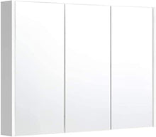 DREAMADE Armadietto a Specchio per Bagno Mobiletto Specchiera con Specchio e 3 Ante per il Bagno a 3 Ripiani, Bianco