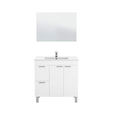 Mobile bagno 80 cm con lavabo in ceramica e specchio con cassetti bianco Fiordaliso