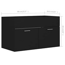 vidaXL Set Mobili da Bagno 2 pz Nero in Truciolato