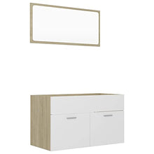 vidaXL Set Mobili da Bagno 2 pz Bianco e Rovere Sonoma in Truciolato