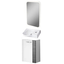 Fackelmann – Set di mobili da Bagno sceno Ospiti WC 3 Pezzi 45 cm Bianco Antracite con mobiletto da Bagno & Ceramica Bacino & LED Specchio Element