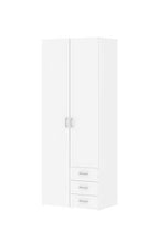 Esidra, Armadio Bianco con 3 cassetti, 78x50x200cm