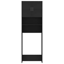 Festnight Mobile per Lavatrice, Mobiletto per Bagno in Truciolato Nero 64x25,5x190 cm