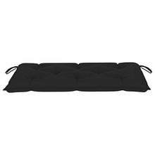 vidaXL Panca da Giardino con Cuscino Nero 112 cm in Legno di Teak