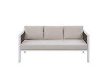Beliani Set Lounge da Giardino con Divano e 2 Poltrone Bianco e Marrone Borello
