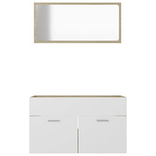 vidaXL Set Mobili da Bagno 2 pz Bianco e Rovere Sonoma in Truciolato