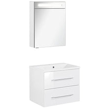 Facchellmann B.Clever - Set di mobili da bagno, 2 pezzi, 60 cm, con mobiletto sottolavello, in marmo pressofuso e armadietto a LED