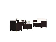 DMORA Set da Giardino J con Cuscini, 1 Divano + 2 Poltrone (con braccioli) + 1 Tavolino Contenitore da Esterno, Made in Italy, Marrone