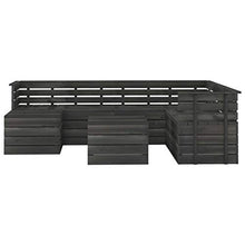 FAMIROSA Set Divani da Giardino su Pallet 8 pz Legno Pino Grigio Scuro-3761