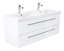 emotion Lavabo con mobiletto, Legno, Bianco Lucido, 130 mm, 2 unità