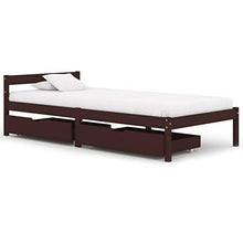 FAMIROSA Giroletto con 2 Cassetti Marrone Scuro Legno di Pino 100x200 cm-0607
