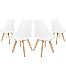 Mc Haus Lena - Sedia Sala da Pranzo con Gambe in Legno di Faggio, Sedile Imbottito, Stile Scandinavo, Bianco, 83 x 49 x 53.5 cm, Set di 4