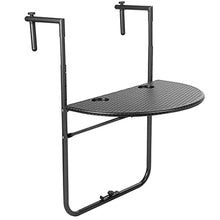 PrimeMatik - Tavolino semicircolare Regolabile per Balcone 60x39cm Nero