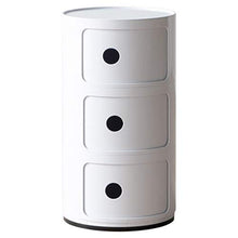 LICHUAN comodini nordico comodini, comodino rotondo a 3 ripiani in plastica, comodino modulare con anta scorrevole, comodino per camera da letto, bagno, ufficio, facile da montare