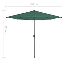 vidaXL Ombrellone Balcone a Semicerchio con Palo in Alluminio Verde Parasole