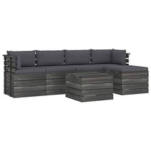 FAMIROSA Set Divani da Giardino su Pallet 6 pz con Cuscini Massello Pino-1863