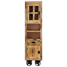 vidaXL Legno Massello di Mango Grezzo Credenza con Ruote Madia Mobile Credenza Semovente Armadio Mobiletto Alto Portaoggetti 38x30x143 cm