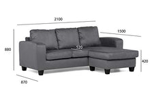 Confort24 Dany - Divano ad angolo a 3 posti, reversibile, destro o sinistro, scamosciato, grigio
