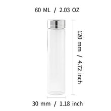 JIUYUE 15 flaconcini di vetro piccoli da 60 ml, con coperchio, mini barattolo (57,5 g-3 x 12 cm).