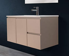 OrionShop Mobile Bagno Sospeso Ariete da 90cm Tortora Opaco con Lavabo Specchio e Lampada LED Inclusi
