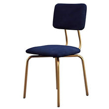 Sgabello da bar con gambe in metallo dorato, per il tempo libero, sedia in velluto con schienale medio (colore: blu)