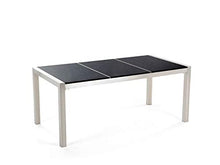 Beliani Set da Giardino Tavolo Piano Granito Nero 6 Sedie Beige 180 x 90 cm GROSSETO