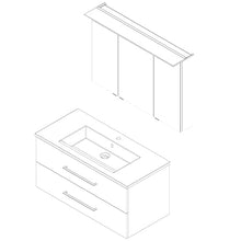 FACKELMANN B.Perfekt - Set di mobili da bagno, 2 pezzi, con mobiletto in ceramica, 100 cm e armadietto a specchio a LED