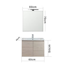 bonussi Mobile Bagno Sospeso 60 cm Lavabo e Specchio Connor Olmo Chiaro