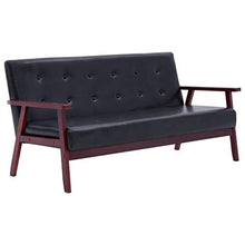 vidaXL Divano a 3 Posti Elegante retrò Stile Francese Relax Comodo Morbido Imbottito Sofa con Braccioli Arredo Casa Nera in Similpelle Telaio in Legno
