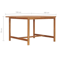E E-NICES Tavolo da Giardino 150x150x75 cm in Legno Massello di Teak