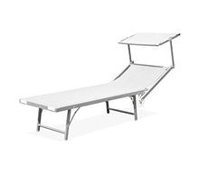 Mediawave Store Lettino Prendisole Alluminio con Parasole Luxurious Beach 180X60X40 cm Bianco