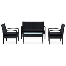 vidaXL Set Divani da Giardino 4 pz con Cuscini in Polyrattan Nero
