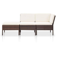 Tidyard Set Divani da Giardino in Polyrattan, Set di Mobili da Giardino, Set Divano Esterno con Cuscini 3 pz Marrone