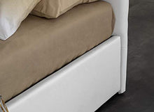 SARDAMATERASSI - Letto 1 piazza e mezza con box contenitore elegante e moderno similpelle bianco incluse doghe in legno di faggio