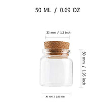 3 flaconi da 50 ml, flaconcini di vetro con sughero, barattoli da asportazione con sughero.