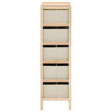 Festnight Armadietti con 5 Cesti, Comò e Cassettiere in Tessuto e Legno di Cedro Beige 2 pz