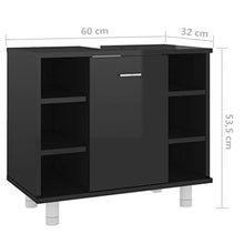vidaXL Armadio da Bagno Nero Lucido 60x32x53,5 cm in Truciolato