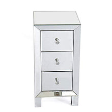 HanOBC - Comodino a specchio con 3 cassetti, comodino argentato, con pomelli in cristallo, per camera da letto, 30 x 30 x 60 cm, set da 2