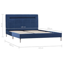 vidaXL Giroletto con Luci LED Imbottito Classico Elegante Telaio Letto Struttura in Ferro Verniciato Testata in MDF Blu in Tessuto 120x200 cm