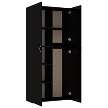 FAMIROSA Armadietto Bianco Lucido Nero 80x35,5x180 cm in Truciolato