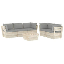 SKM Set Divani da Giardino su Pallet 6 pz con Cuscini Legno Abete (122.7kg) Grigio