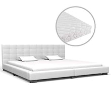 SKM Letto con Materasso Bianco in Similpelle 180x200 cm (59.35kg)