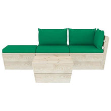 FAMIROSA Set Divani da Giardino su Pallet 4 pz con Cuscini Legno Abete-3437